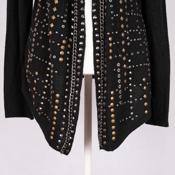 Women's Wearable Art Wool Blend Cardigan MEDIUM Western Biker Goth Metal Grunge - Picture 2 of 8